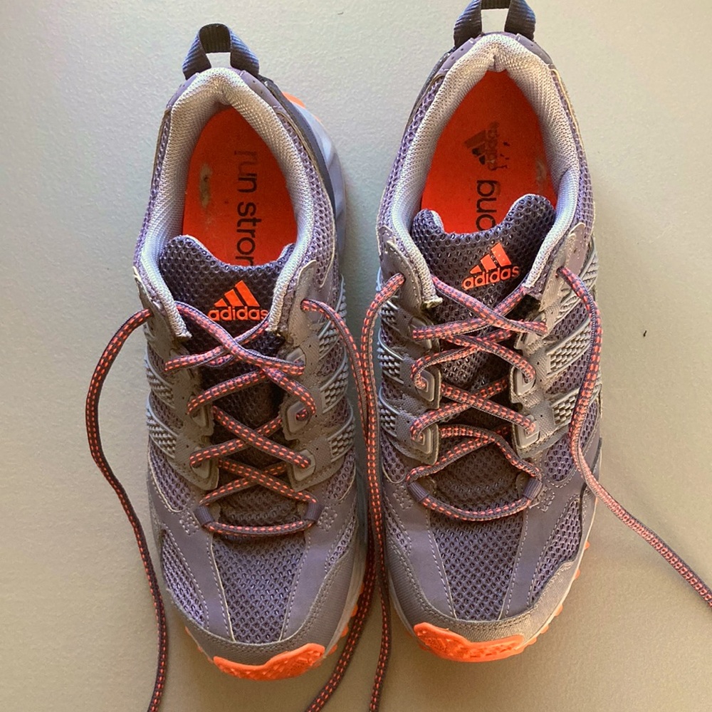 Adidas Women Running Shoes Sneakers Size 8.5 Grayish Light Purple Orange